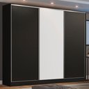 Ver imagem 1 de Guarda-Roupa Casal 100% MDF Madesa Zurique 3 Portas de Correr Preto/Preto/Branco Cor:Preto/Branco