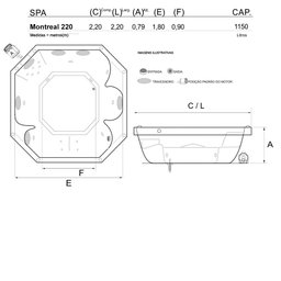 Spa Quadrado Montreal 2 Completo com Hidro - 127v - 2