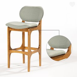 Kit 3 Banquetas Alta Estofada Rafine Madeira Maciça Castanho Linho Verde - 7
