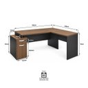 Ver imagem 5 de Mesa de Escritório em L Pedestal Diretor 165x70cm Executiva com Gaveta, Fechadura e Porta Netmobil