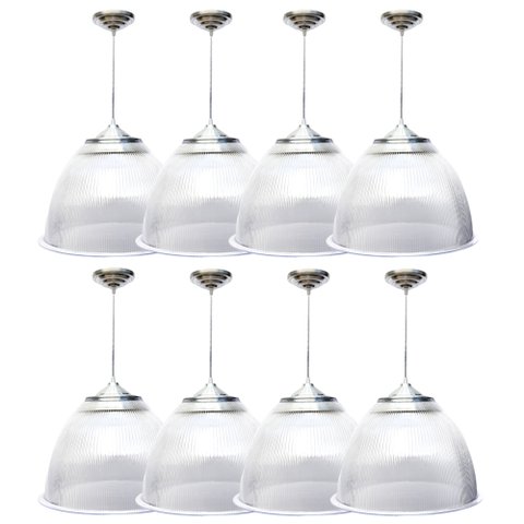 Kit 8 Pendente Prismatico Poptem 16" Cristal Lustre Acrílico Lustre 42cm
