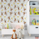 Ver imagem 2 de Papel de Parede Infantil Macaquinhos no Galho Banana Adesivo 3mx58cm Antimofo