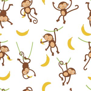 Papel de Parede Infantil Macaquinhos no Galho Banana Adesivo 3mx58cm Antimofo