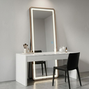 Ver imagem 2 de Espelho Jateado com Led Grande Corpo Inteiro com Moldura com Suporte de Chão 170x70cm Luxo Bronze