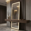 Ver imagem 4 de Espelho Jateado com Led Grande Corpo Inteiro com Moldura com Suporte de Chão 170x70cm Luxo Bronze