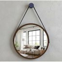 Ver imagem 1 de Espelho Redondo Adnet 40cm Suspenso Moderno Luxo - Marrom