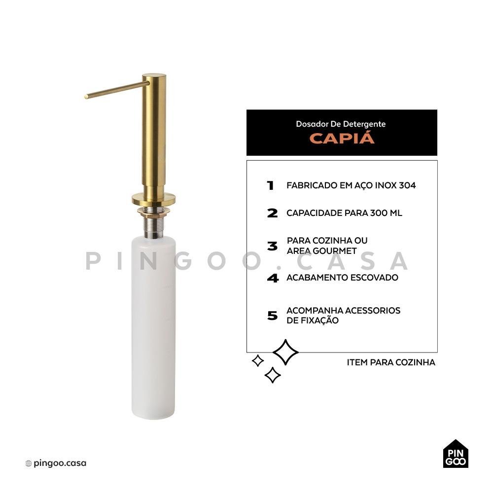 Dosador de Detergente 500ml Aço Inox 304 Capiá Pingoo.casa - Dourado - 2
