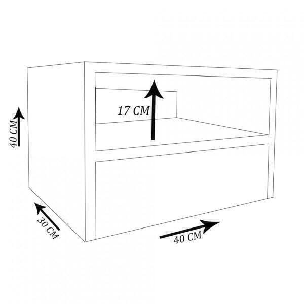 Mesa de Cabeceira Suspenso com 1 Gaveta em MDF - Madeira - 4