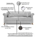 Ver imagem 5 de Kit 2 Poltronas e Sofá 2 Lugares 1,60m Pés Castanho Cinza