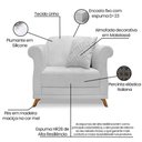 Ver imagem 4 de Kit 2 Poltronas e Sofá 2 Lugares 1,60m Pés Castanho Cinza