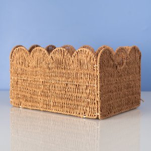 Cesto Organizador 38cm Ondulado com Alças de Corda - Oikos