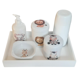 Kit Higiene Bebê Safari 6 Peças Porcelana - 33.1menina - 3