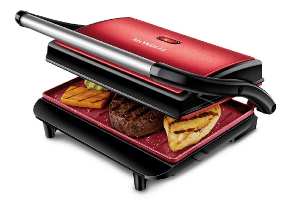 Press Grill Master Press, Mondial, Vermelho/inox, 1000w, 220v - Pg-01-rc - 2