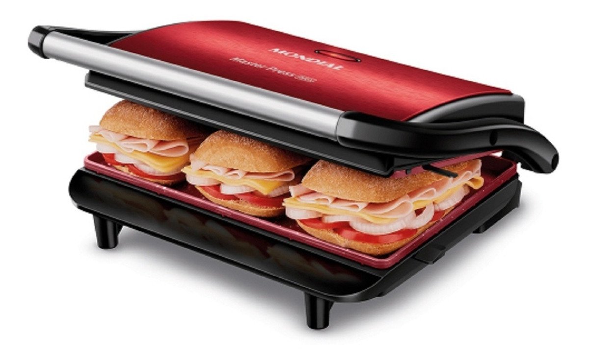 Press Grill Master Press, Mondial, Vermelho/inox, 1000w, 220v - Pg-01-rc - 3