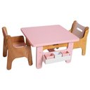 Ver imagem 1 de Jogo de Mesa Infantil com Duas Cadeiras Rosas de Madeira Fabrink