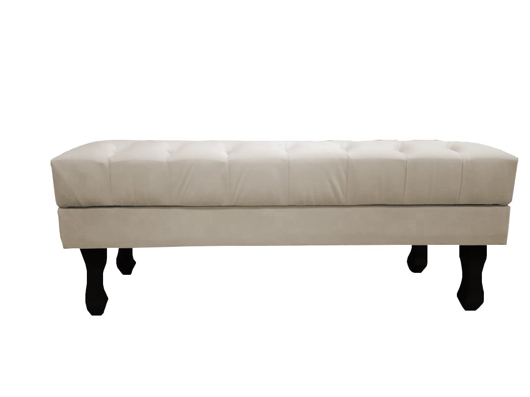 Recamier Luis Xv Capitonê Retrô 120cm Suede Bege Pés Madeira Mz Decor - 3