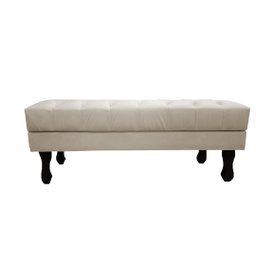 Recamier Luis Xv Capitonê Retrô 120cm Suede Bege Pés Madeira Mz Decor - 3