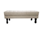 Ver imagem 3 de Recamier Luis Xv Capitonê Retrô 120cm Suede Bege Pés Madeira Mz Decor