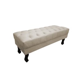 Recamier Luis Xv Capitonê Retrô 120cm Suede Bege Pés Madeira Mz Decor - 1