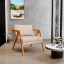 Ver imagem 2 de Kit 2 Poltronas Decorativas para Sala Estar Pietra Estrutura de Madeira L02 Suede Bege - Lyam