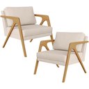 Ver imagem 1 de Kit 2 Poltronas Decorativas para Sala Estar Pietra Estrutura de Madeira L02 Suede Bege - Lyam