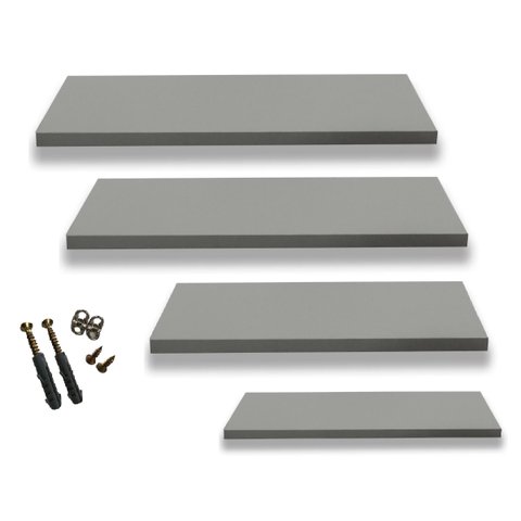 Kit 4 Prateleiras Reta 20/30/40/50 Nicho Mdf Suporte Decoração - Cinza