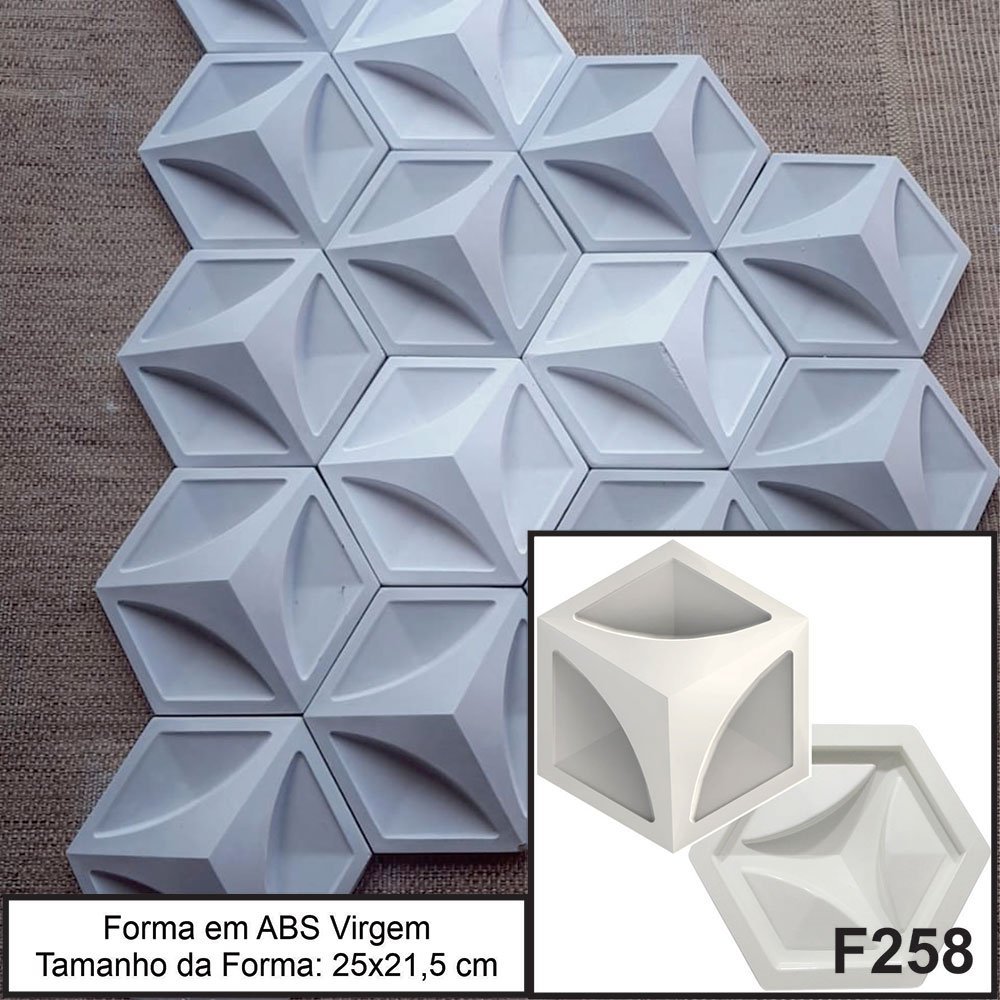 Forma 3D Abs 2 Mm Virgem Gesso Cimenticio 3d F258 Sextavada - 2