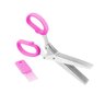 Tesoura para Cortar Picar Temperos Cor Rosa 5 Lâminas Inox - 4