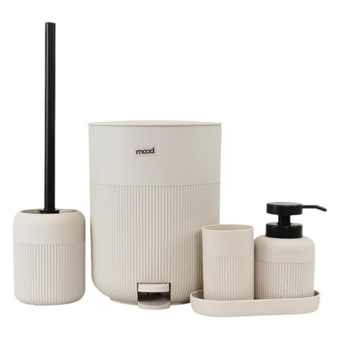 Kit Banheiro 5 Peça Lixeira Dispenser Sabonete Porta Escova Dente Escova Sanitária Bandeja Cor
