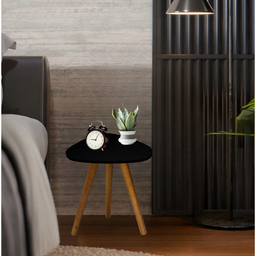Mesinha Pequena Pé Palito Retro Organica Madeira Decoração Porta Objeto Sala Quarto Mdf Branco Preto - 7