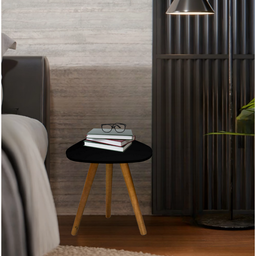 Mesinha Pequena Pé Palito Retro Organica Madeira Decoração Porta Objeto Sala Quarto Mdf Branco Preto - 5