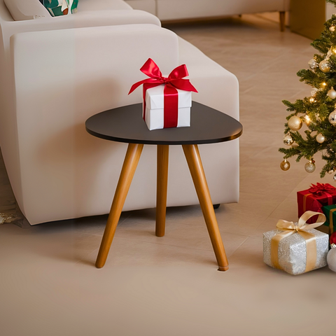 Mesinha Pequena Pé Palito Retro Organica Madeira Decoração Porta Objeto Sala Quarto MDF Branco Preto