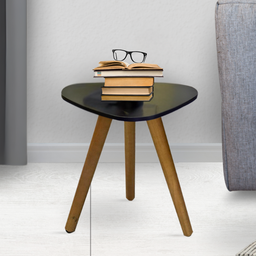 Mesinha Pequena Pé Palito Retro Organica Madeira Decoração Porta Objeto Sala Quarto Mdf Branco Preto - 2