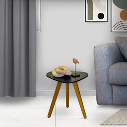 Mesinha Pequena Pé Palito Retro Organica Madeira Decoração Porta Objeto Sala Quarto Mdf Branco Preto - 3