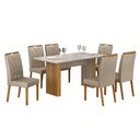 Ver imagem 2 de Mesa de Jantar Ambiente Júlia 160x80cm Cinamomo Off White com 6 Cadeiras Lara Veludo Bege - Valdemóv