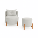 Ver imagem 1 de Kit Poltrona e Puff Luna Decorativa Curvo Orgânico Boucle Montanaris Decor