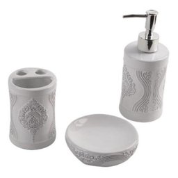 Jogo 3 Peças Gabinetto Banheiro Cerâmica Branco - 1