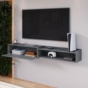 Ver imagem 3 de Rack Bancada Suspensa 1.8 Estante Home Supremo King Tv 70 Pol. 1 Porta Nicho Organizador Sala Quarto
