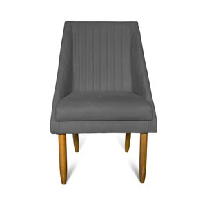 Cadeira Para Sala De Jantar Ana Pés Palito Suede Grafite - D'Classe Decor