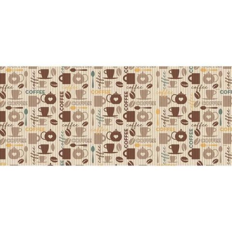Passadeira Antiderrapante Tropical Coffe Bege 0,43x1,30M - Kapazi