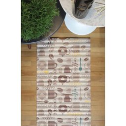 Passadeira Antiderrapante Tropical Coffe Bege 0,43x1,30M - Kapazi - 3