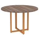 Ver imagem 1 de Mesa de Reunião Redonda P25 Pandin 110 Cm (largura) Tampo Mdp Walnut Pé Aço Tubular Laranja