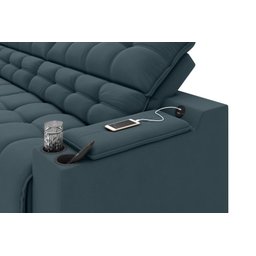 Sofá Connect Premium 2,00m Assento Retrátil/reclinável com Porta Copos e Entrada Usb Suede Petró - 4