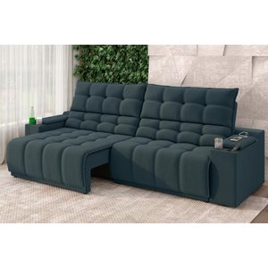 Sofá Connect Premium 2,00m Assento Retrátil/reclinável com Porta Copos e Entrada Usb Suede Petró