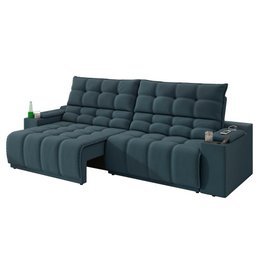 Sofá Connect Premium 2,00m Assento Retrátil/reclinável com Porta Copos e Entrada Usb Suede Petró - 6