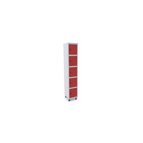 Armário Roupeiro De Aço 5 Portas Para Vestiário Academia Locker Vermelho