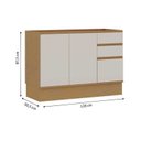 Ver imagem 4 de Balcão 120cm 3PTS 2 Gav c/Rodapé s/Tampo Vivace Cinamomo/Off White