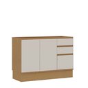 Ver imagem 2 de Balcão 120cm 3PTS 2 Gav c/Rodapé s/Tampo Vivace Cinamomo/Off White