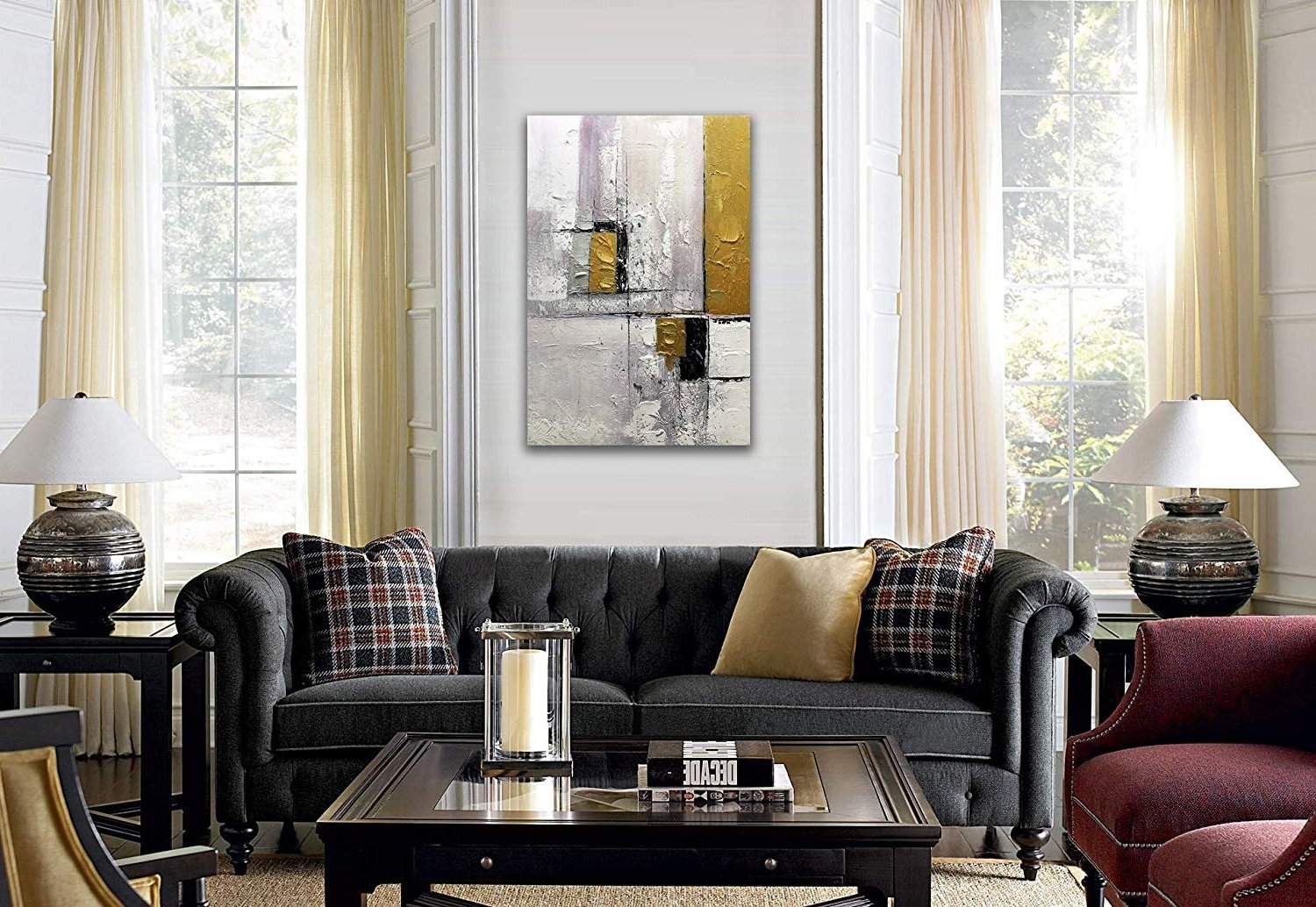 Quadro Pintura Tela claramente fundo granular 5235: 150cm (A) x 100cm (L) - 1