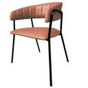 Ver imagem 1 de Cadeira com Braços Maraú Psg Móveis Estofada Poliuretano Pu Cobre com Base Aço Preto